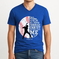 Philippians 4 13 I Can Do All Things Through Christ Who Strengthens Me Baseball V-Neck T-Shirt