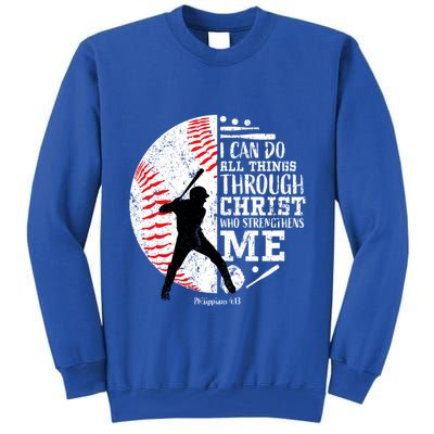 Philippians 4 13 I Can Do All Things Through Christ Who Strengthens Me Baseball Tall Sweatshirt