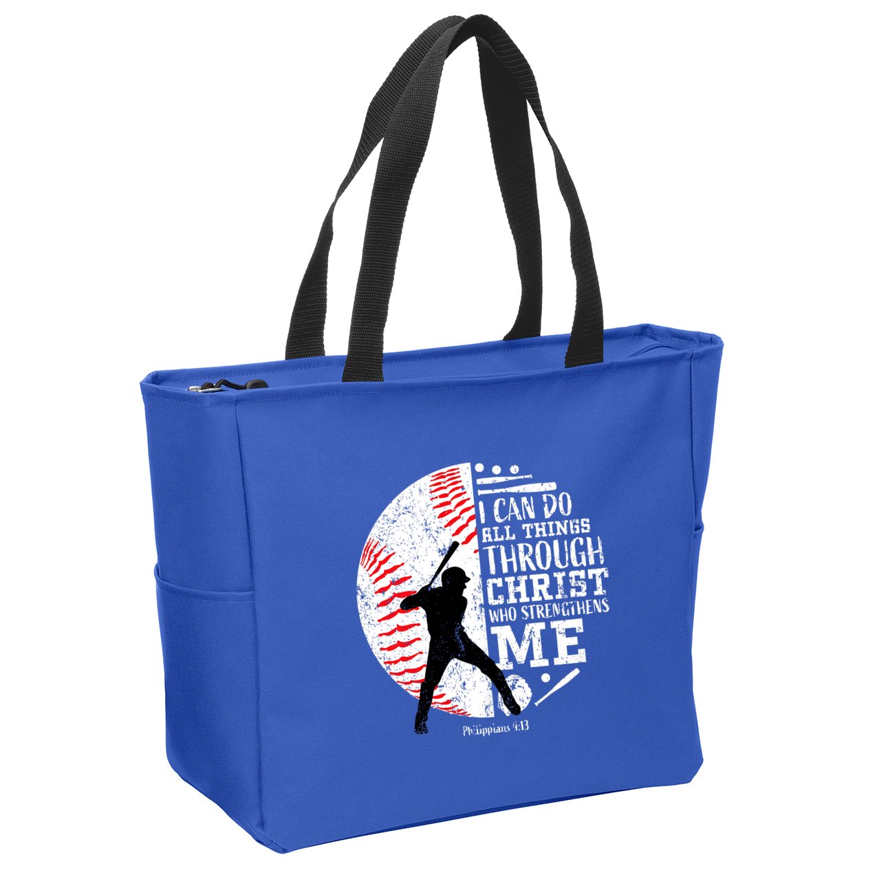 Philippians 4 13 I Can Do All Things Through Christ Who Strengthens Me Baseball Zip Tote Bag