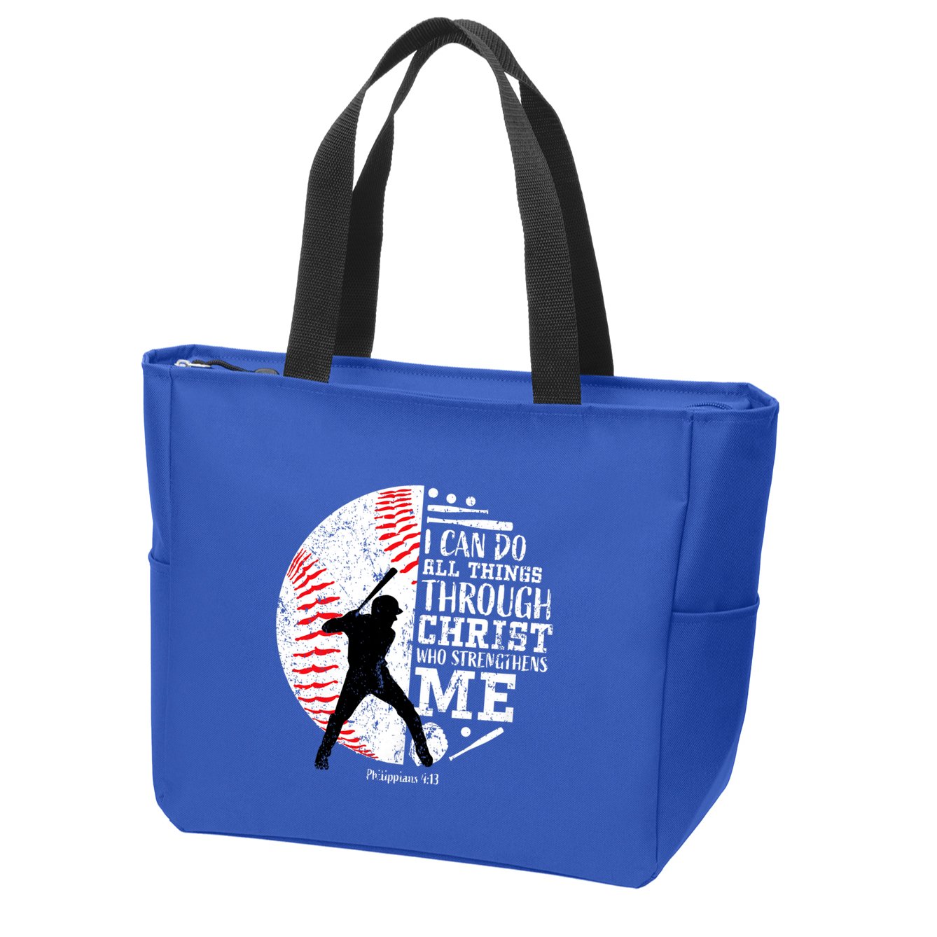 Philippians 4 13 I Can Do All Things Through Christ Who Strengthens Me Baseball Zip Tote Bag