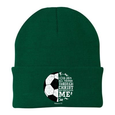 Philippians 4 13 I Can Do All Things Through Christ Who Strengthens Me Soccer Knit Cap Winter Beanie