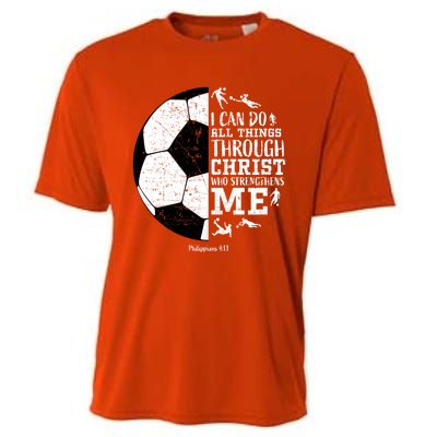 Philippians 4 13 I Can Do All Things Through Christ Who Strengthens Me Soccer Cooling Performance Crew T-Shirt