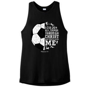 Philippians 4 13 I Can Do All Things Through Christ Who Strengthens Me Soccer Ladies PosiCharge Tri-Blend Wicking Tank