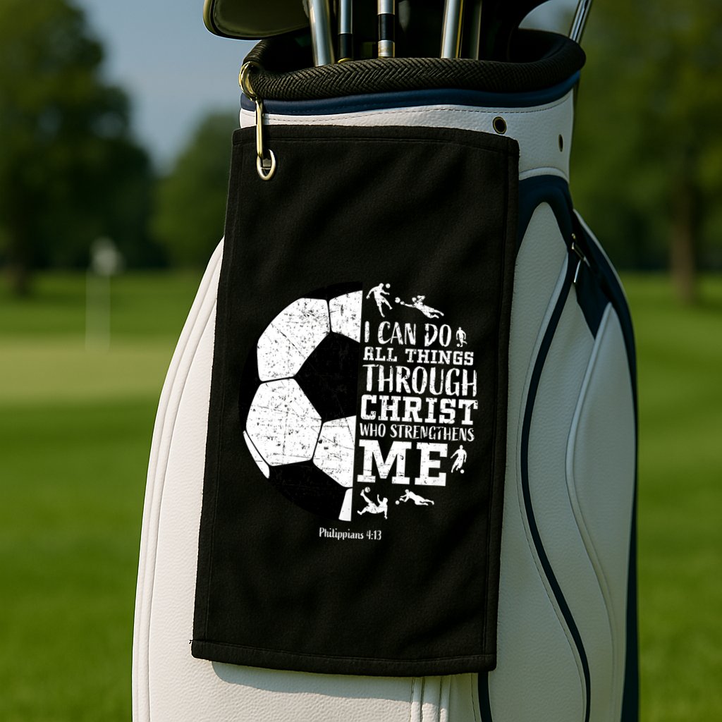 Philippians 4 13 I Can Do All Things Through Christ Who Strengthens Me Soccer Golf Towel