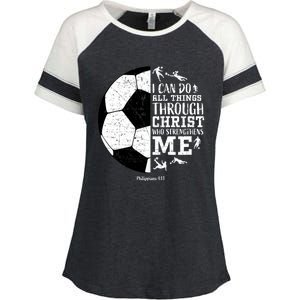 Philippians 4 13 I Can Do All Things Through Christ Who Strengthens Me Soccer Enza Ladies Jersey Colorblock Tee