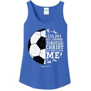 Philippians 4 13 I Can Do All Things Through Christ Who Strengthens Me Soccer Ladies Essential Tank