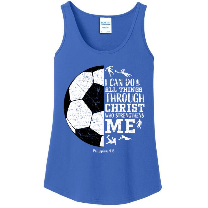 Philippians 4 13 I Can Do All Things Through Christ Who Strengthens Me Soccer Ladies Essential Tank