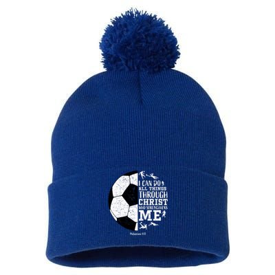 Philippians 4 13 I Can Do All Things Through Christ Who Strengthens Me Soccer Pom Pom 12in Knit Beanie