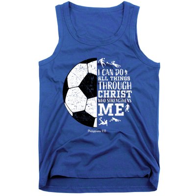 Philippians 4 13 I Can Do All Things Through Christ Who Strengthens Me Soccer Tank Top