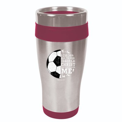 Philippians 4 13 I Can Do All Things Through Christ Who Strengthens Me Soccer 16oz Travel Tumbler