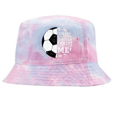 Philippians 4 13 I Can Do All Things Through Christ Who Strengthens Me Soccer Tie-Dyed Bucket Hat