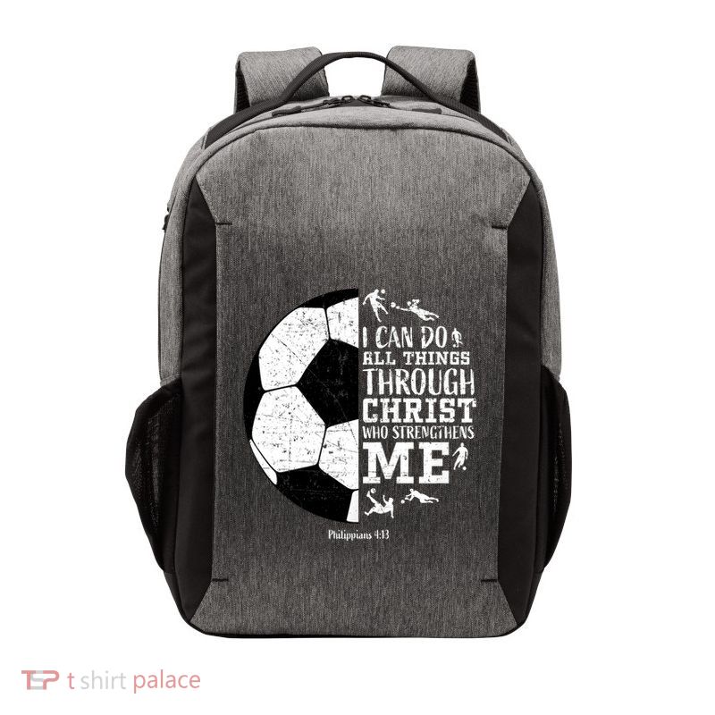 Philippians 4 13 I Can Do All Things Through Christ Who Strengthens Me Soccer Vector Backpack