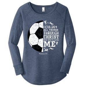 Philippians 4 13 I Can Do All Things Through Christ Who Strengthens Me Soccer Women's Perfect Tri Tunic Long Sleeve Shirt