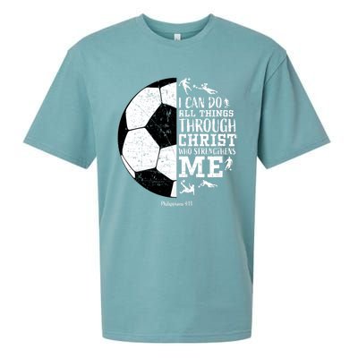 Philippians 4 13 I Can Do All Things Through Christ Who Strengthens Me Soccer Sueded Cloud Jersey T-Shirt