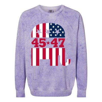 Pro 45 47 Trump 2024 American Flag Colorblast Crewneck Sweatshirt