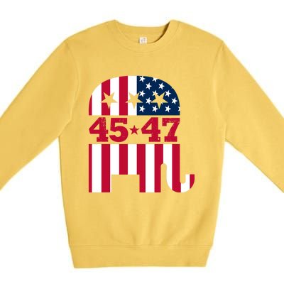 Pro 45 47 Trump 2024 American Flag Premium Crewneck Sweatshirt