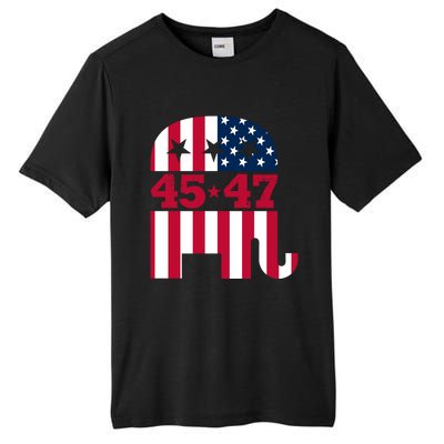 Pro 45 47 Trump 2024 American Flag Tall Fusion ChromaSoft Performance T-Shirt