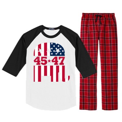 Pro 45 47 Trump 2024 American Flag Raglan Sleeve Pajama Set