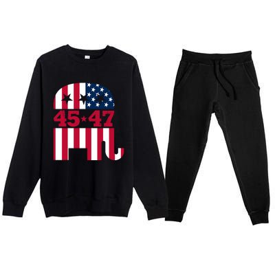 Pro 45 47 Trump 2024 American Flag Premium Crewneck Sweatsuit Set