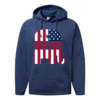 Pro 45 47 Trump 2024 American Flag Performance Fleece Hoodie