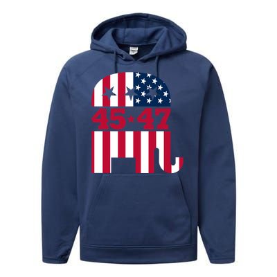 Pro 45 47 Trump 2024 American Flag Performance Fleece Hoodie