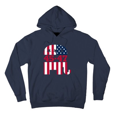 Pro 45 47 Trump 2024 American Flag Hoodie