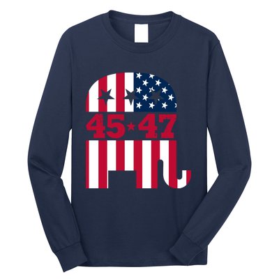 Pro 45 47 Trump 2024 American Flag Long Sleeve Shirt