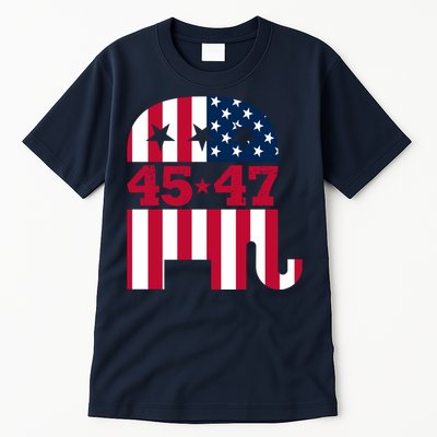 Pro 45 47 Trump 2024 American Flag Tall T-Shirt