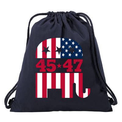 Pro 45 47 Trump 2024 American Flag Drawstring Bag