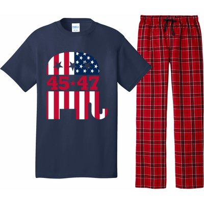 Pro 45 47 Trump 2024 American Flag Pajama Set