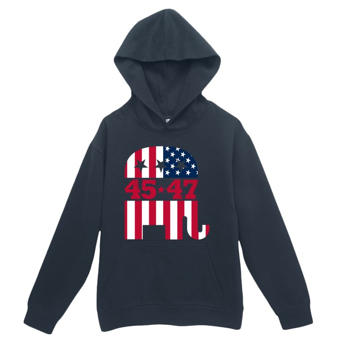 Pro 45 47 Trump 2024 American Flag Urban Pullover Hoodie