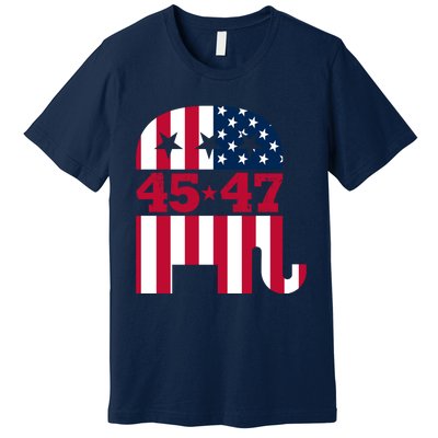 Pro 45 47 Trump 2024 American Flag Premium T-Shirt