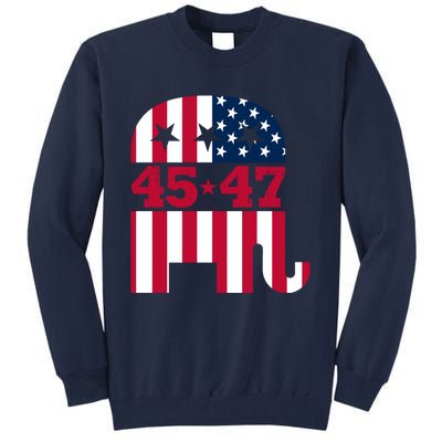 Pro 45 47 Trump 2024 American Flag Tall Sweatshirt