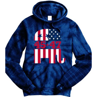 Pro 45 47 Trump 2024 American Flag Tie Dye Hoodie