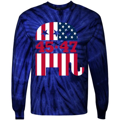 Pro 45 47 Trump 2024 American Flag Tie-Dye Long Sleeve Shirt