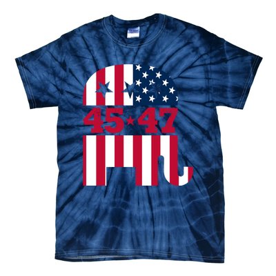 Pro 45 47 Trump 2024 American Flag Tie-Dye T-Shirt