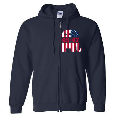 Pro 45 47 Trump 2024 American Flag Full Zip Hoodie