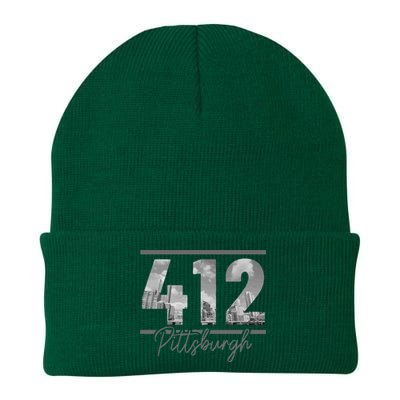 Pittsburgh 412 Area Code Skyline Pennsylvania Vintage Knit Cap Winter Beanie