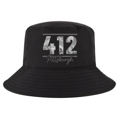 Pittsburgh 412 Area Code Skyline Pennsylvania Vintage Cool Comfort Performance Bucket Hat