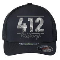 Pittsburgh 412 Area Code Skyline Pennsylvania Vintage Flexfit Unipanel Trucker Cap