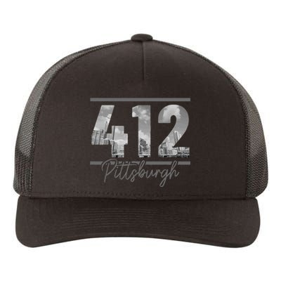 Pittsburgh 412 Area Code Skyline Pennsylvania Vintage Yupoong Adult 5-Panel Trucker Hat