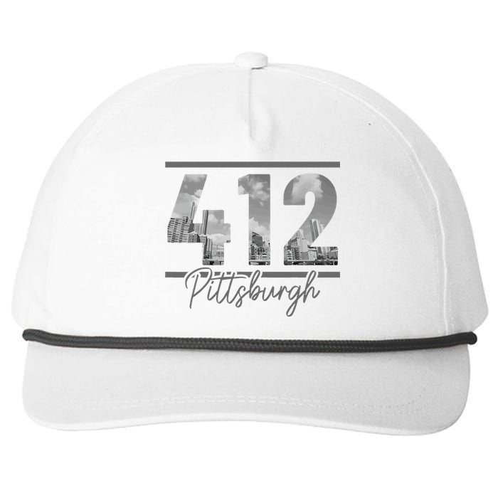 Pittsburgh 412 Area Code Skyline Pennsylvania Vintage Snapback Five-Panel Rope Hat