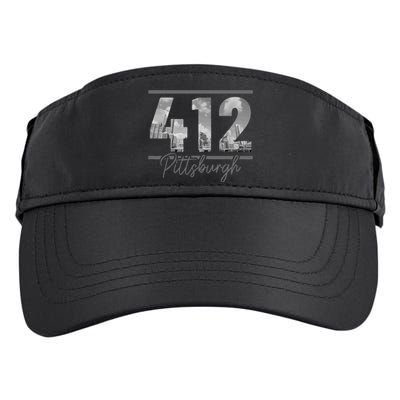 Pittsburgh 412 Area Code Skyline Pennsylvania Vintage Adult Drive Performance Visor