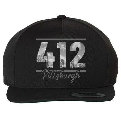 Pittsburgh 412 Area Code Skyline Pennsylvania Vintage Wool Snapback Cap