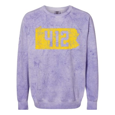 Pittsburgh 412 Area Code Yinzer Retro Souvenir Colorblast Crewneck Sweatshirt