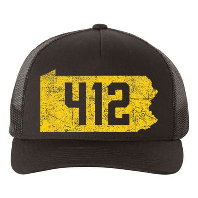 Pittsburgh 412 Area Code Yinzer Retro Souvenir Yupoong Adult 5-Panel Trucker Hat