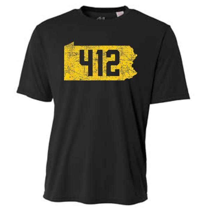 Pittsburgh 412 Area Code Yinzer Retro Souvenir Cooling Performance Crew T-Shirt