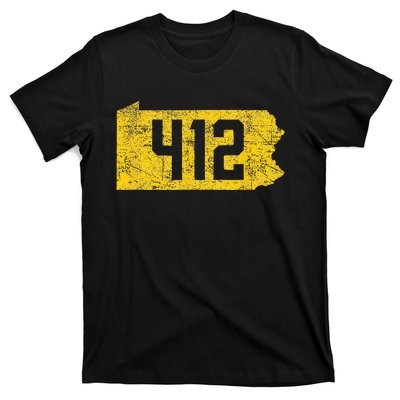 Pittsburgh 412 Area Code Yinzer Retro Souvenir T-Shirt