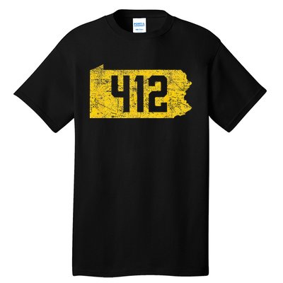 Pittsburgh 412 Area Code Yinzer Retro Souvenir Tall T-Shirt