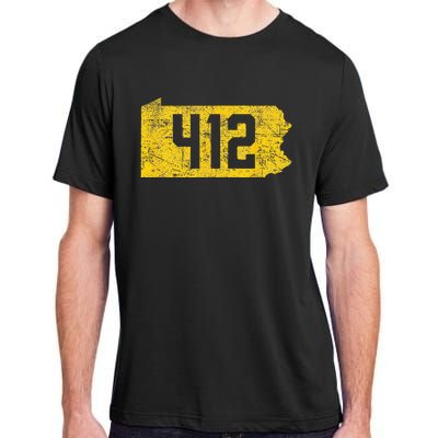 Pittsburgh 412 Area Code Yinzer Retro Souvenir Adult ChromaSoft Performance T-Shirt